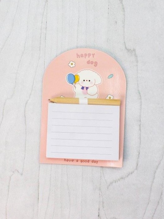 Магнитный блок для записей с карандашом «Happy dog», pink, 10х14 см 