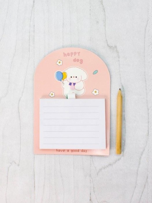 Магнитный блок для записей с карандашом «Happy dog», pink, 10х14 см 