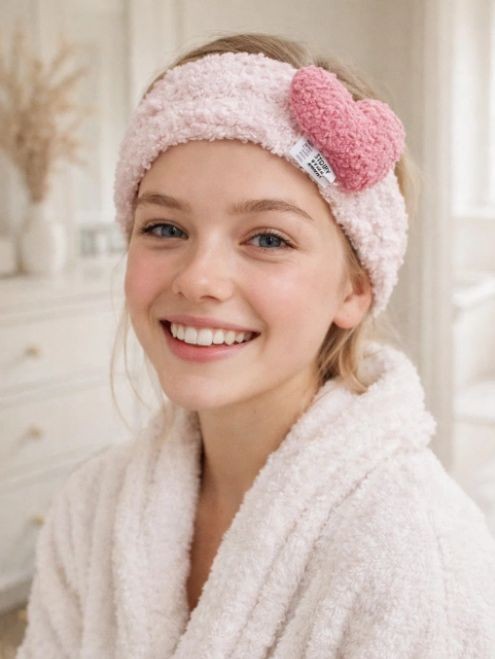 Повязка на голову GIRLY "Plush heart", pink 