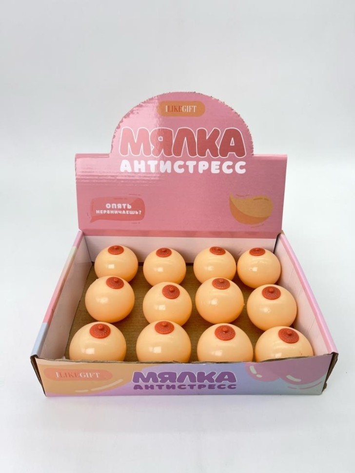 Мялка - антистресс "Сиська", шоу-бокс 12 шт