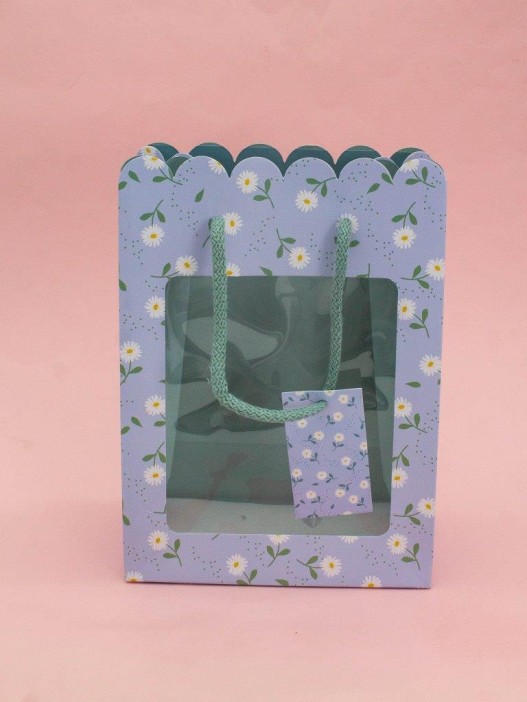 Пакет подарочный «Craft flowers», blue (18*23*10) 