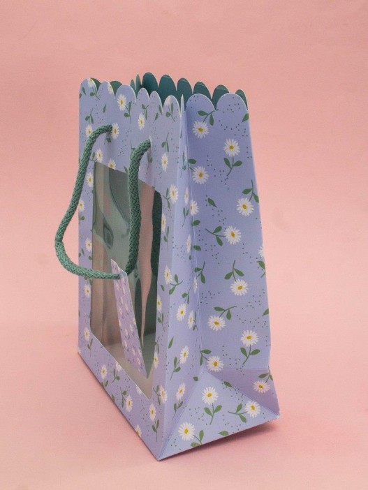 Пакет подарочный «Craft flowers», blue (18*23*10) 