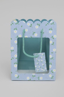 Пакет подарочный «Craft flowers», blue (18*23*10)