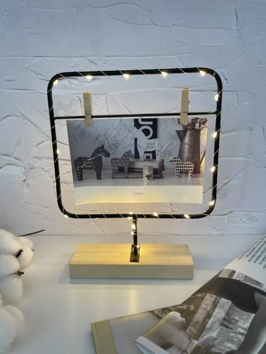 Фоторамка с прищепкой для фото и светодиодами «Square loft» 