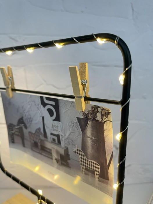 Фоторамка с прищепкой для фото и светодиодами «Square loft» 