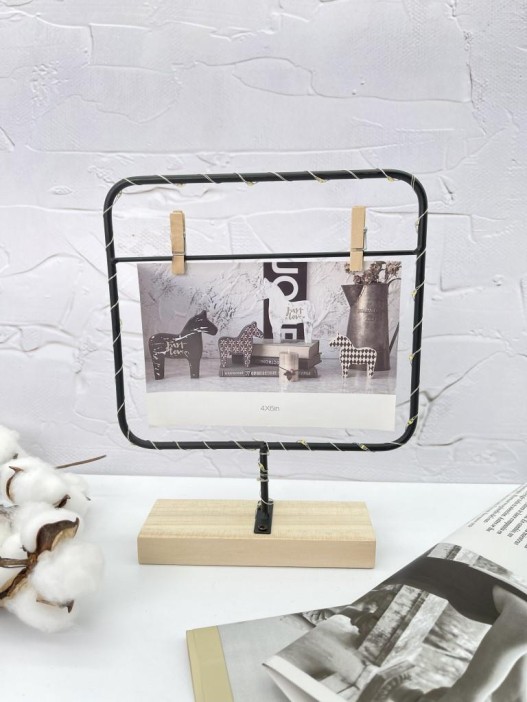 Фоторамка с прищепкой для фото и светодиодами «Square loft» 