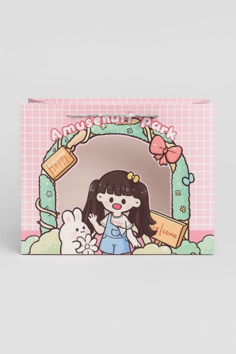 Пакет подарочный (XS) &quot;Anime girl&quot;, pink (19.5*14.5*8.5) 