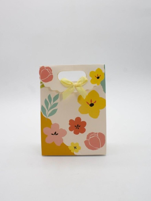 Пакет подарочный (XS) &quot;Big flowers&quot;, yellow (12x6x16) 