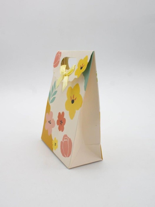 Пакет подарочный (XS) &quot;Big flowers&quot;, yellow (12x6x16) 