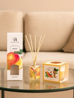 Ароматический набор диффузор "Mанго" 50 мл + свеча "Фруктовое суфле" 60 гр