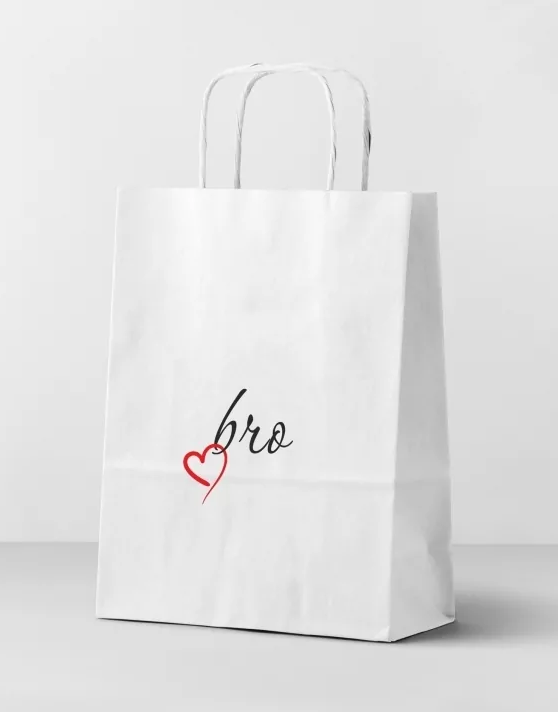 Пакет подарочный "Bro", white (24*14*30) 