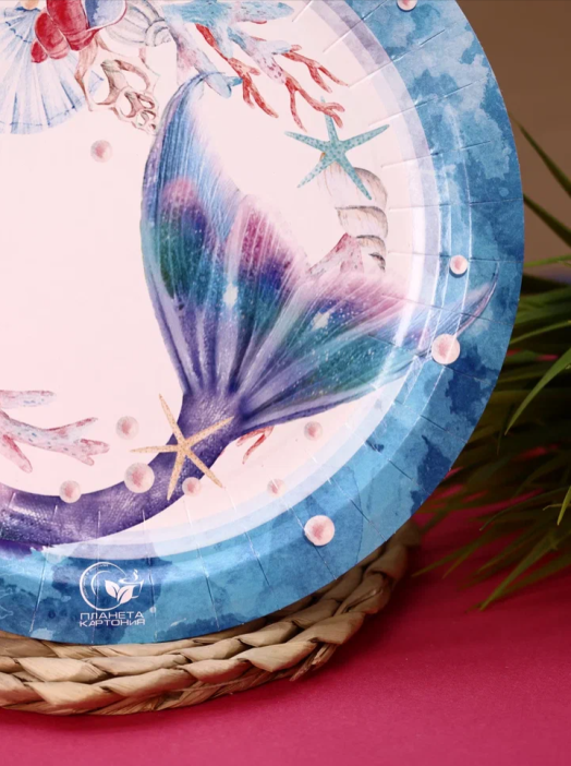 Набор бумажных тарелок 6 шт. &quot;Русалка&quot; (230 мм) 