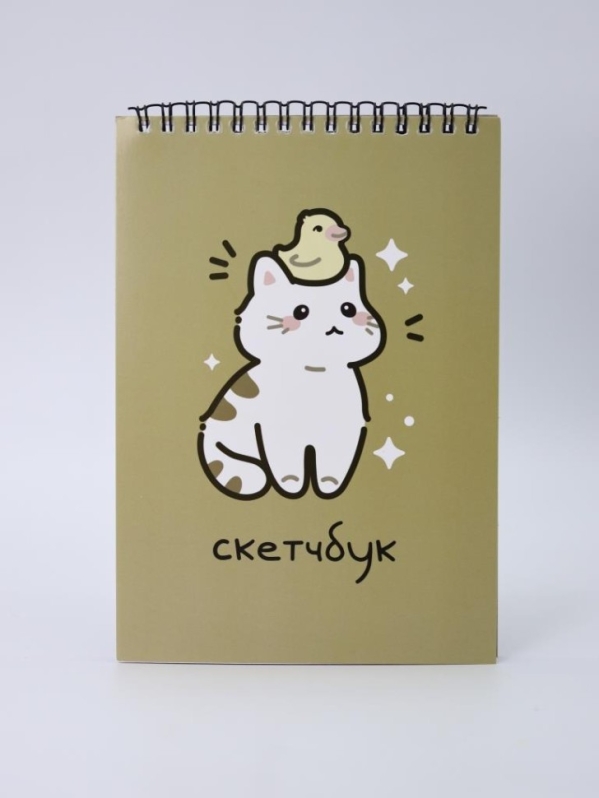 Блокнот для зарисовок Аниме "Кот и утка", 14х20 см, плотность 100 гр