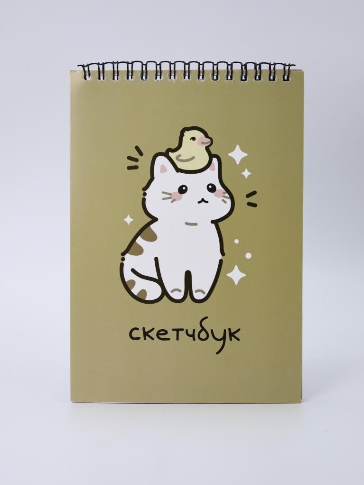 Блокнот для зарисовок Аниме "Кот и утка", 14х20 см, плотность 100 гр