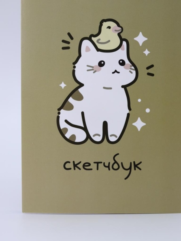 Блокнот для зарисовок Аниме "Кот и утка", 14х20 см, плотность 100 гр