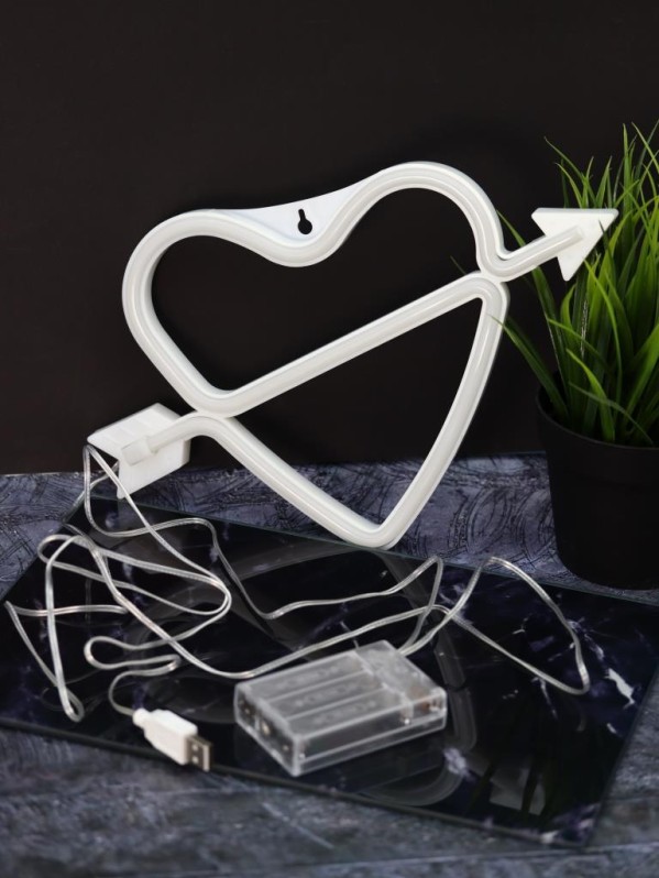 Неоновый подвесной ночник "Разбитое сердце", USB, розовое свечение (28*18 см)