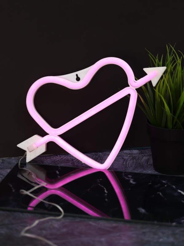 Неоновый подвесной ночник "Разбитое сердце", USB, розовое свечение (28*18 см)
