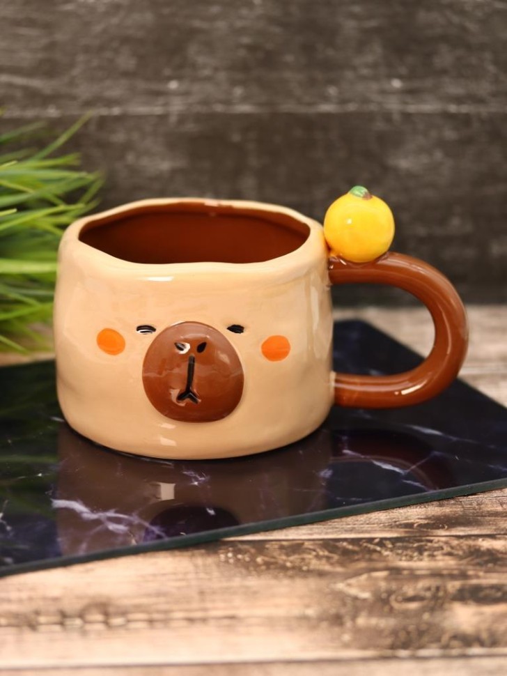 Кружка керамическая iLikeGift "Удивительная капибара", коричневая,500мл