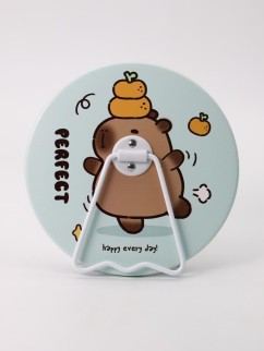 Зеркало настольное &quot;Capybara is happy&quot;, голубое, 15,6*15,6 см