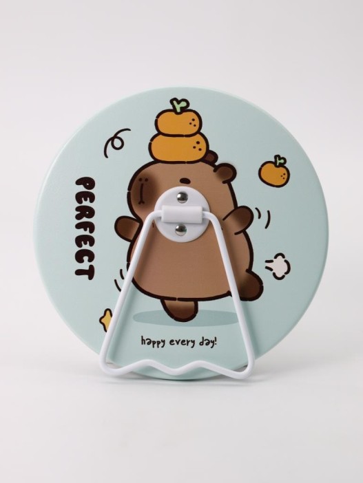 Зеркало настольное &quot;Capybara is happy&quot;, голубое, 15,6*15,6 см 