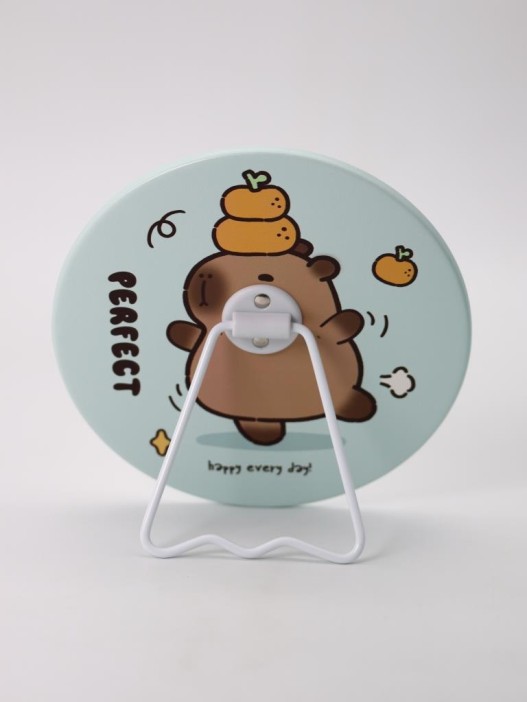 Зеркало настольное &quot;Capybara is happy&quot;, голубое, 15,6*15,6 см 