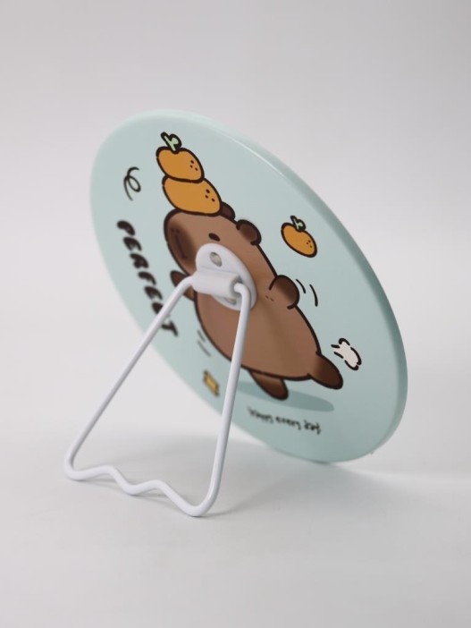 Зеркало настольное &quot;Capybara is happy&quot;, голубое, 15,6*15,6 см 