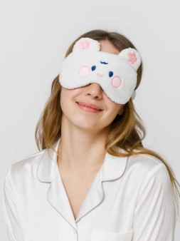 Маска для сна гелевая "Curly friends", white
