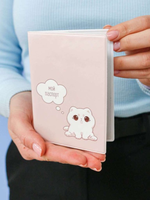 ОБЛОЖКА ДЛЯ ПАСПОРТА «Cute cat», плотность 600 мкм 