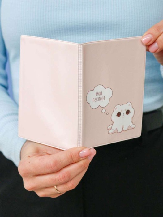 ОБЛОЖКА ДЛЯ ПАСПОРТА «Cute cat», плотность 600 мкм 