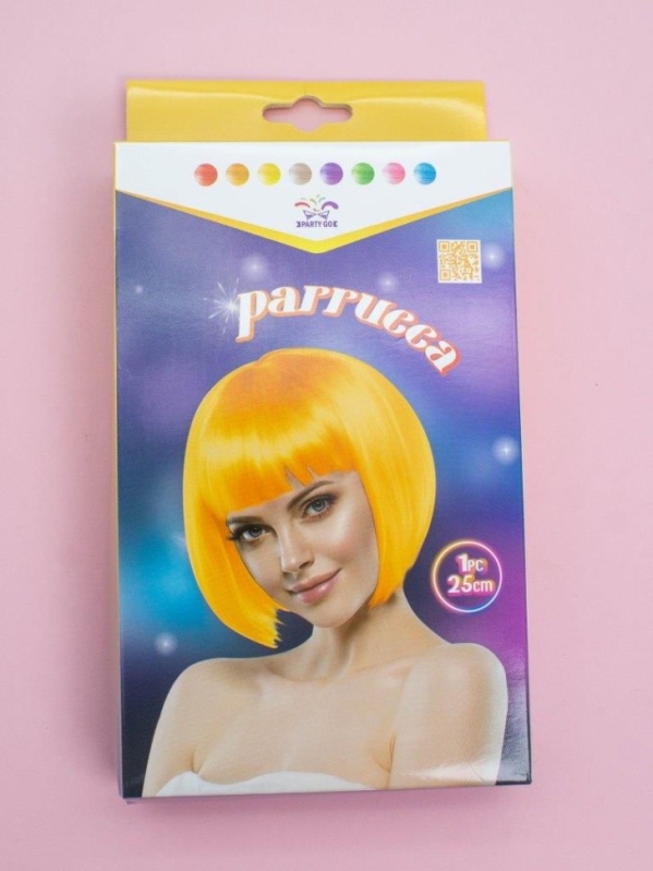 Парик карнавальный "Роскошный шик", желтый (25 см)