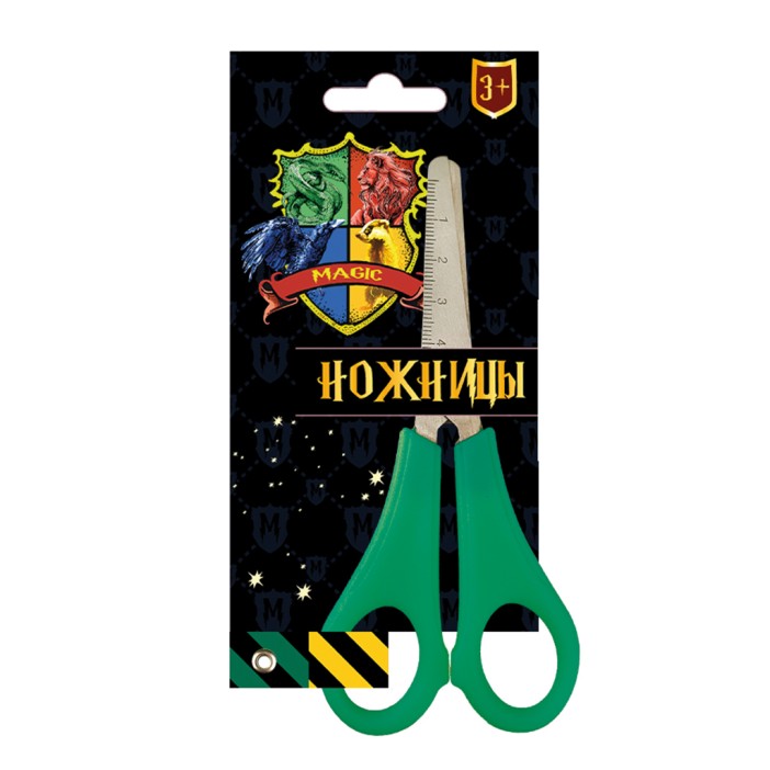 Ножницы детские &quot;Школа Магии&quot; 13 см, травмобезопасные, с линейкой 