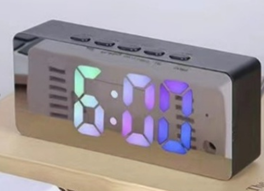 Часы-будильник электронные «Mirror time», black, USB (14 x 3,3 x 6 см) 