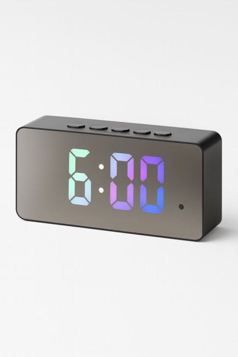 Часы-будильник электронные «Mirror time», black, USB (14 x 3,3 x 6 см) 