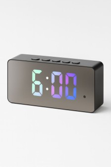 Часы-будильник электронные "Зеркальное время", черные, USB (14 х 3,3 х 6 см)