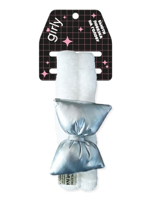 Повязка на голову GIRLY "Glossy bow", white 