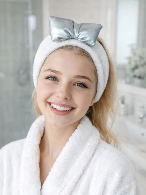 Повязка на голову GIRLY "Glossy bow", white 