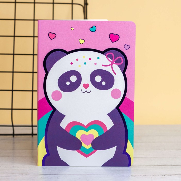 Тетрадь (A5) &quot;Rainbow panda heart&quot; (13.5*20.5) 