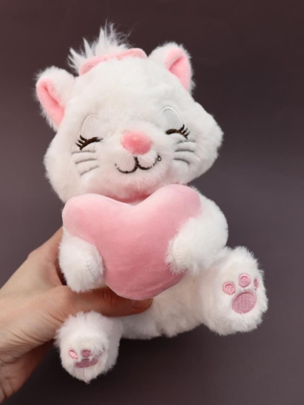 Мягкая игрушка "Кошачье сердце", белый, 19 см