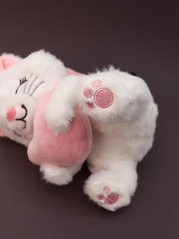 Мягкая игрушка "Кошачье сердце", белый, 19 см