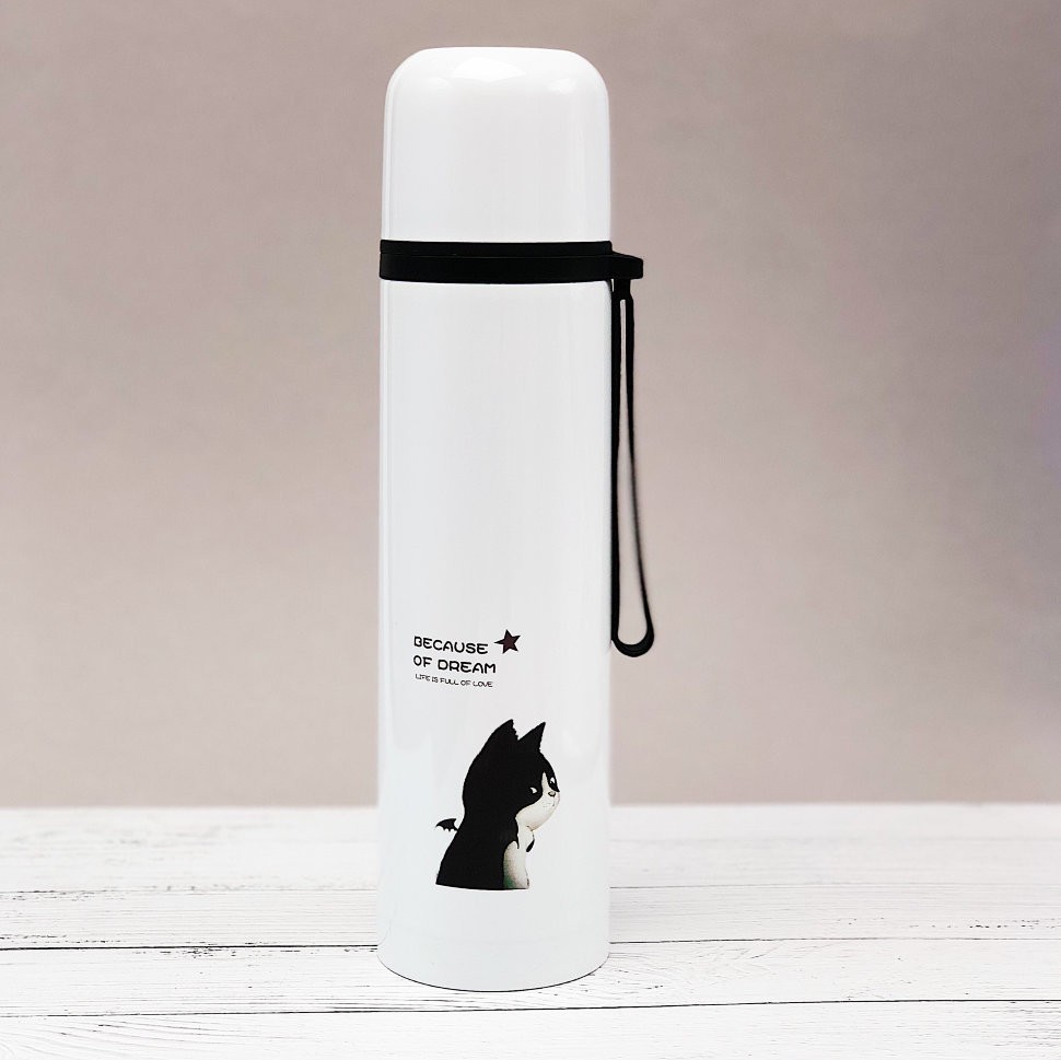 Термос "Cat",side-white (500ml)