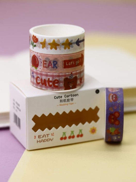 Набор декоративного скотча &quot;Cute cartoon Eat&quot;, white 