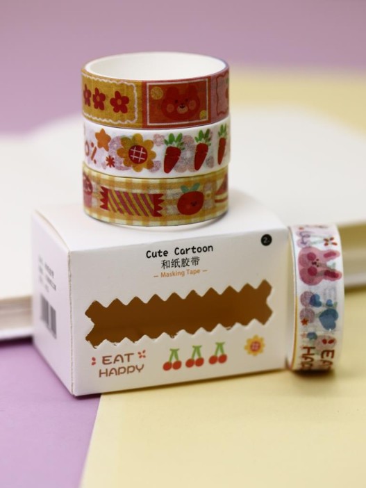 Набор декоративного скотча &quot;Cute cartoon Eat&quot;, white 