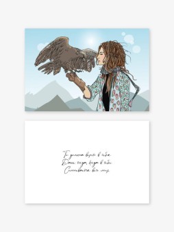 Набор двойных открыток 5 шт. «Девушка и орёл», 10*15 см