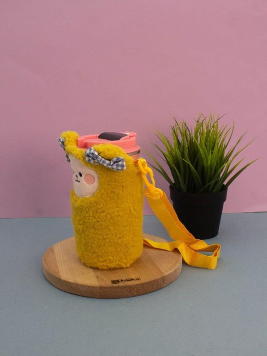 Футляр плюшевый для термоса &quot;My fuzzy&quot;, yellow (17*10 см) 