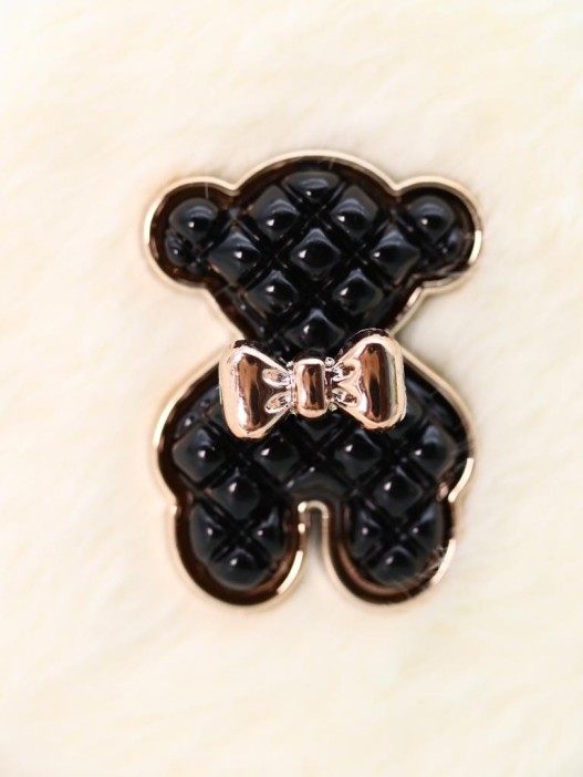 Плюшевое раскладное зеркало с брелоком "Bear", белое (7*7 см) 