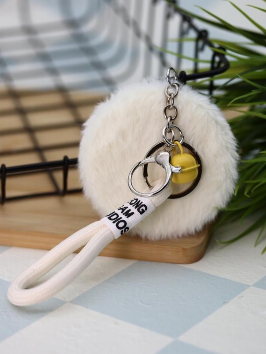 Плюшевое раскладное зеркало с брелоком "Bear", белое (7*7 см) 