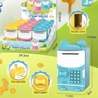 Копилка-сейф "Cute animal" (14x8 см), mix, шоу-бокс 12 шт.