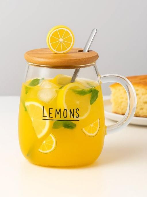 Кружка стеклянная &quot;Juicy slice of lemon&quot;, yellow (470 мл) 
