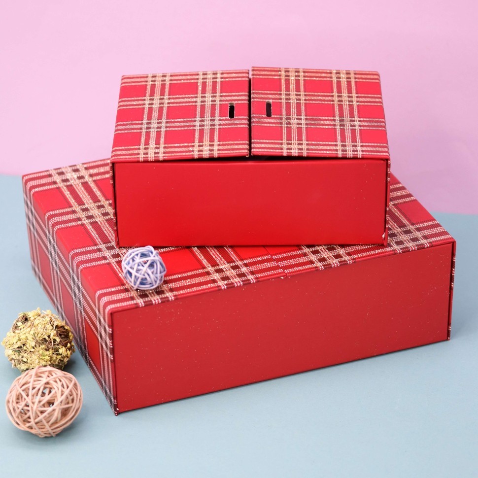 Подарочная коробка "Красный бантик", 25,5*20,5*8,5