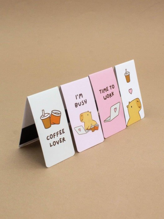 Набор магнитных закладок «Capybara works», 4 шт., 35х70 мм 